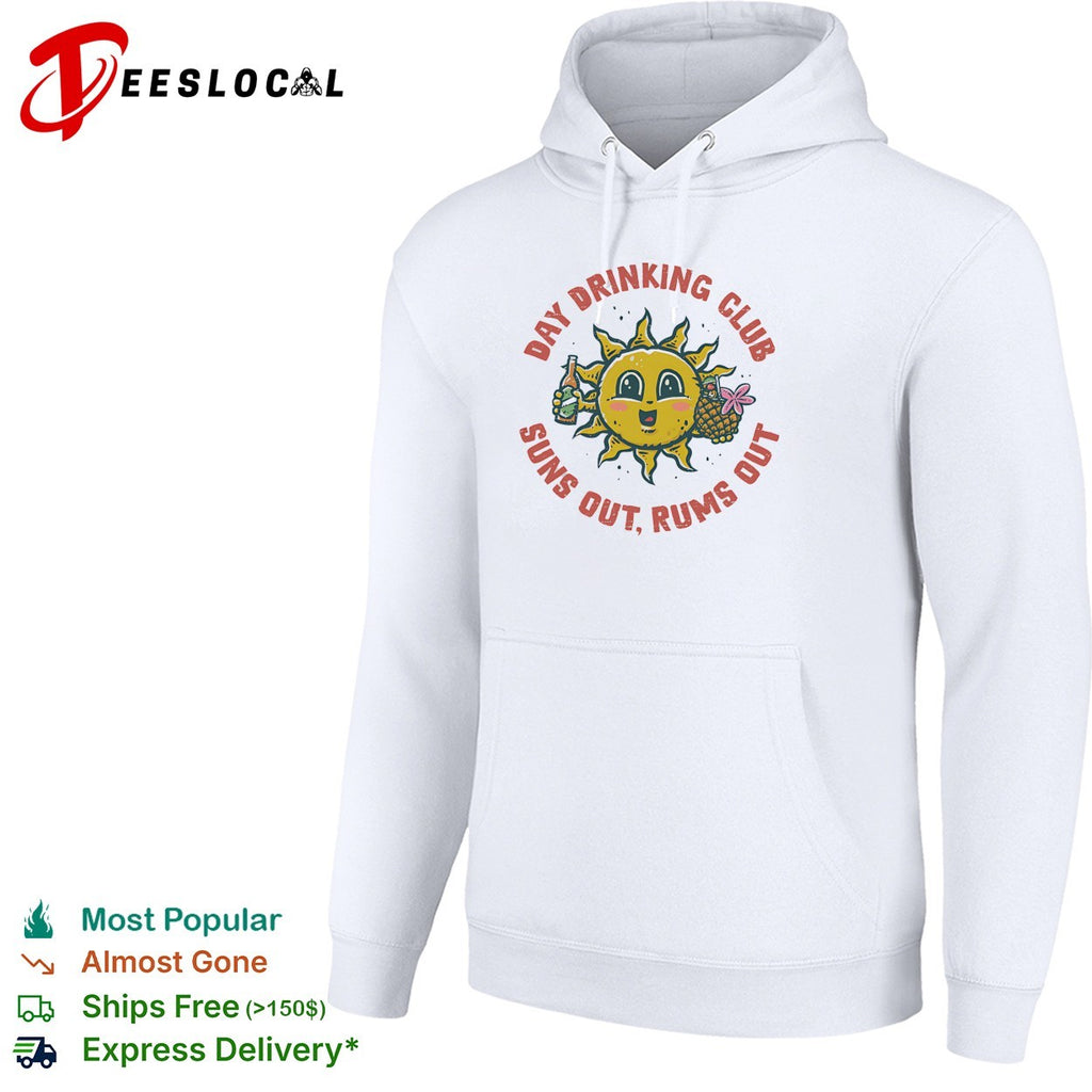 Day Drinking Club suns out rums out cheerful sun beer cocktail retro shirt