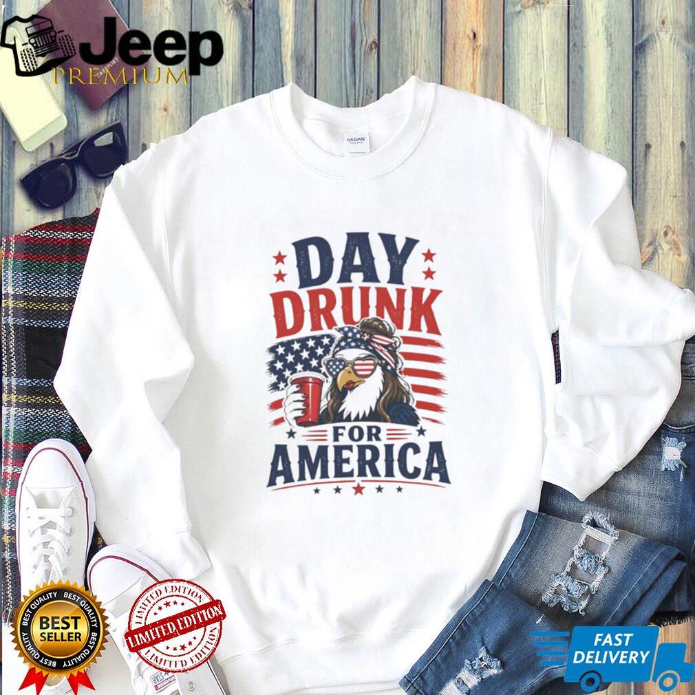 Day Drunk For America Eagle Sunglasses American Flag Patriotic T Shirt