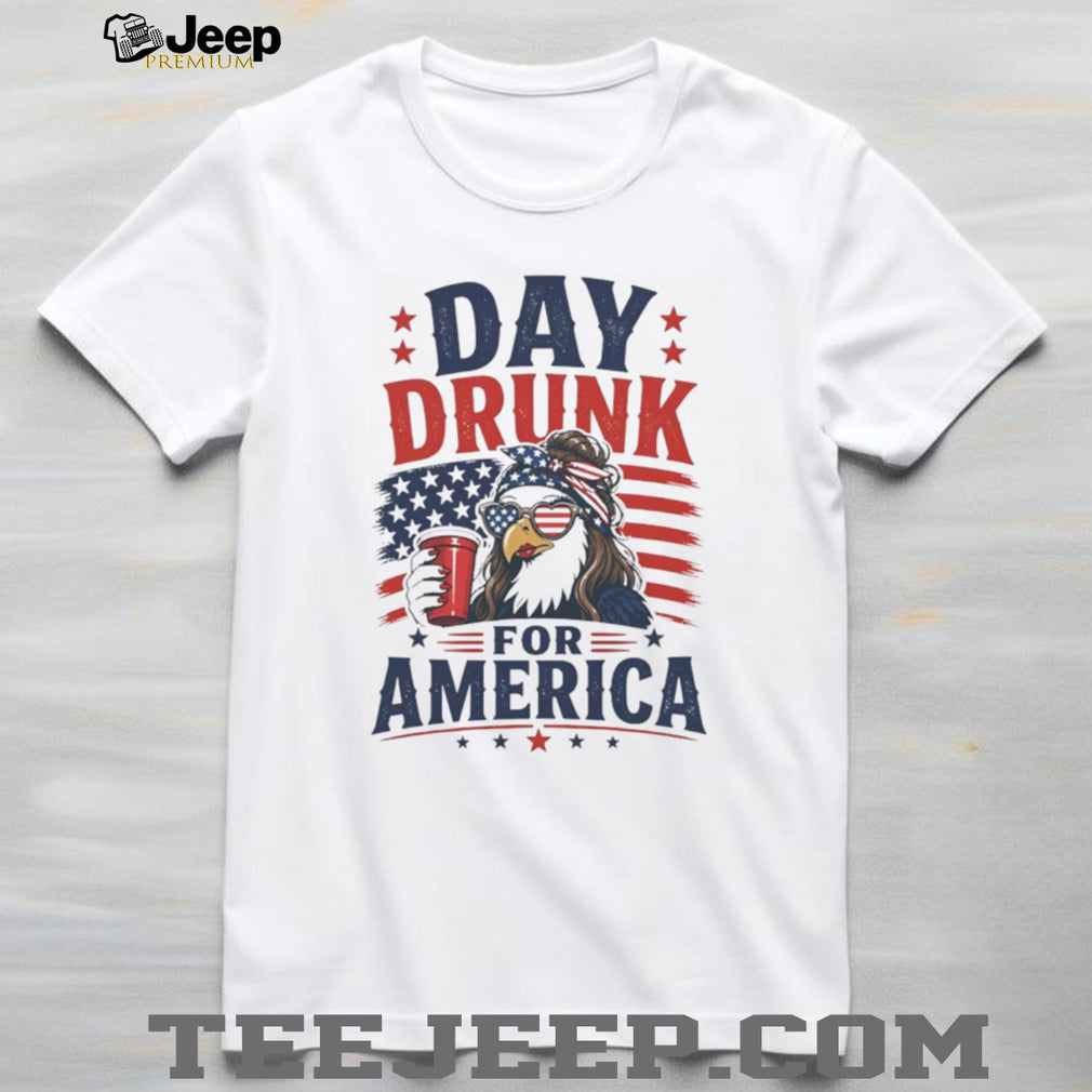 Day Drunk For America Eagle Sunglasses American Flag Patriotic T Shirt
