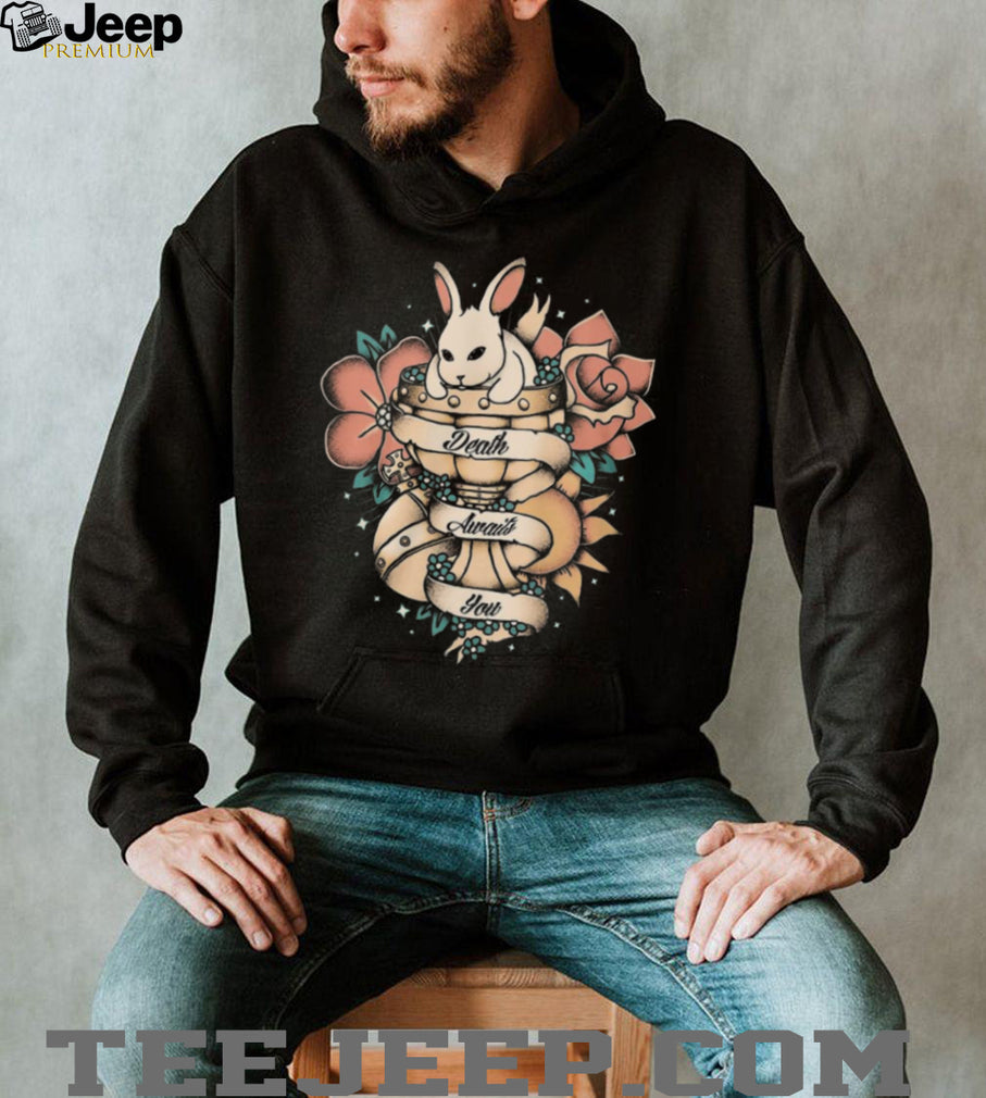 Death Awaits You Gothic Killer Bunny Tattoo Style T Shirt