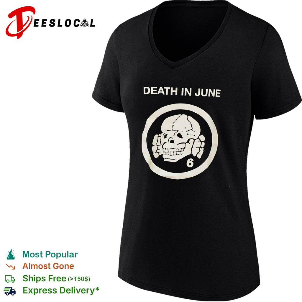 Death in June skull and crossbones logo with number 6 symbol shirt