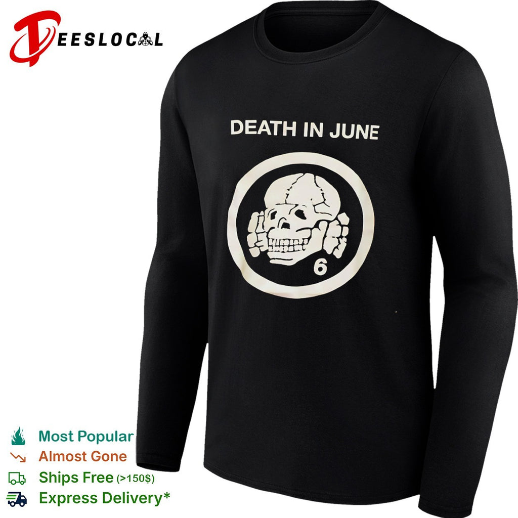 Death in June skull and crossbones logo with number 6 symbol shirt