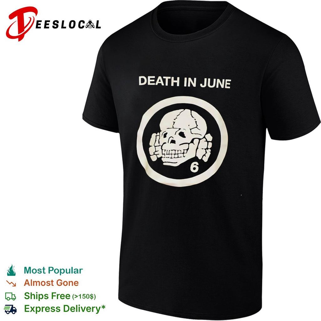 Death in June skull and crossbones logo with number 6 symbol shirt