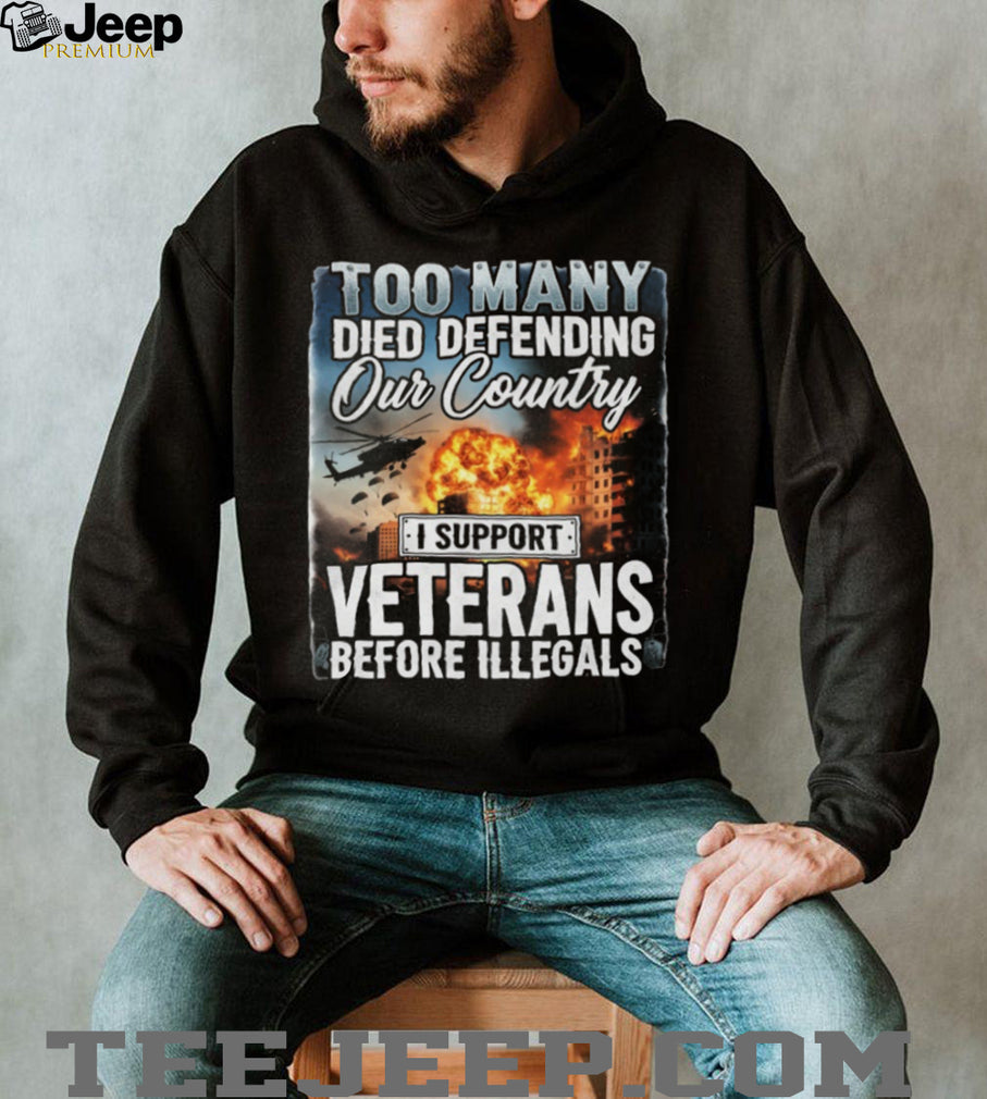 Defending Our Country Support Veterans Before Illegals Combat T Shirt