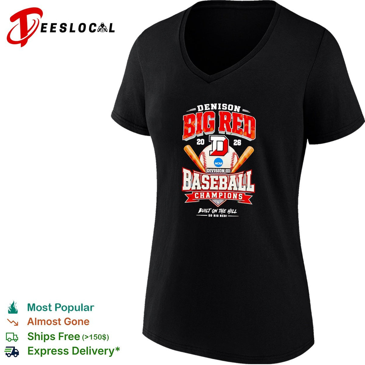 Denison Big Red NCAA Division III Baseball Champions built on the hill shirt