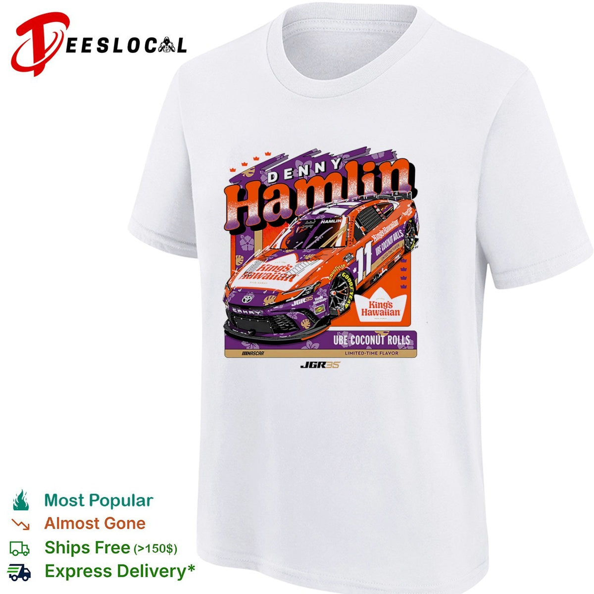 Denny Hamlin Joe Gibbs Racing NASCAR Kings Hawaiian Ube Coconut Rolls shirt