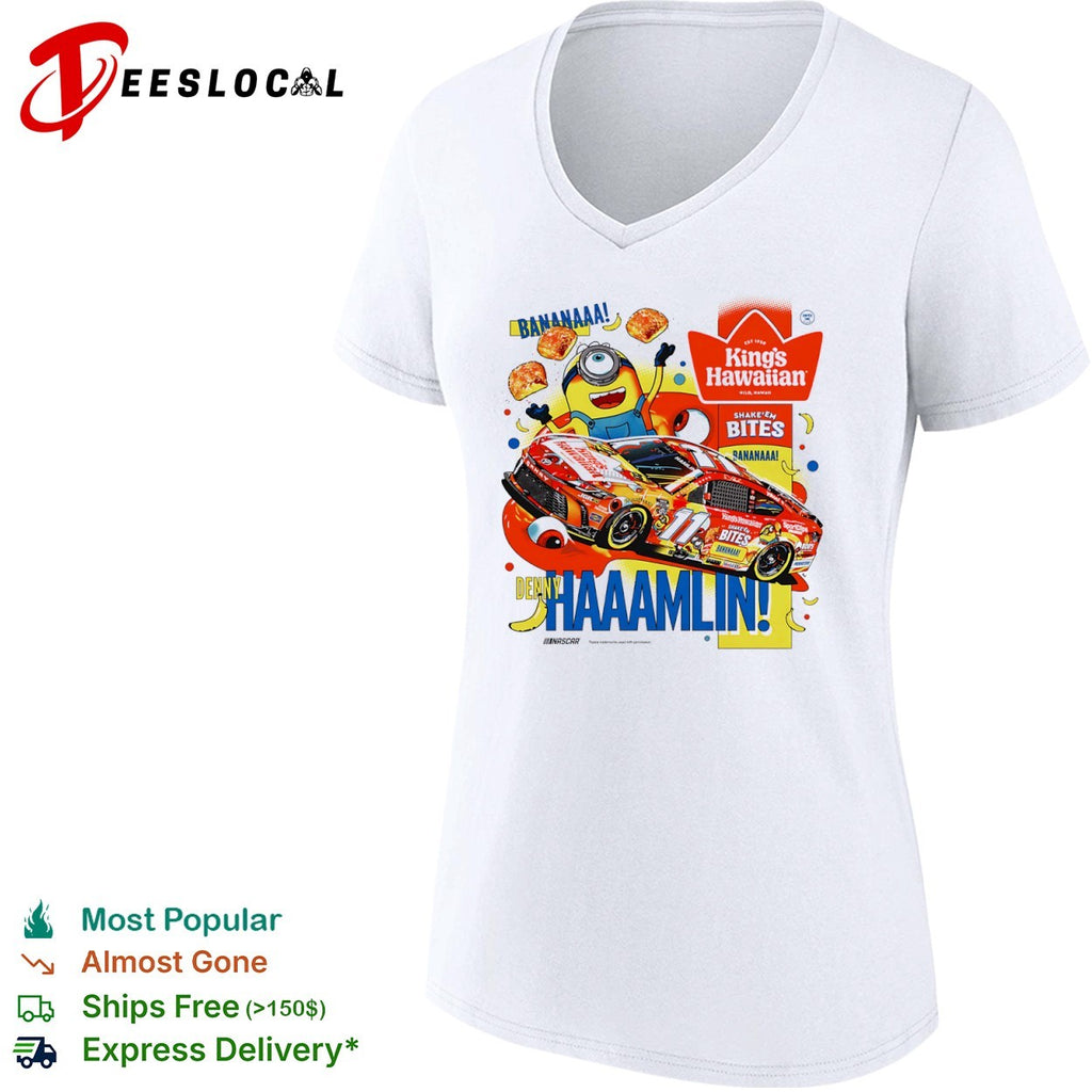 Denny Hamlin Joe Gibbs Racing NASCAR Minions King’s Hawaiian Bananaaa Shake’em Bites shirt
