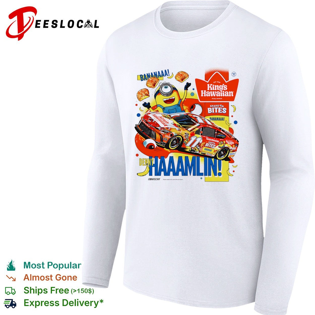 Denny Hamlin Joe Gibbs Racing NASCAR Minions King’s Hawaiian Bananaaa Shake’em Bites shirt