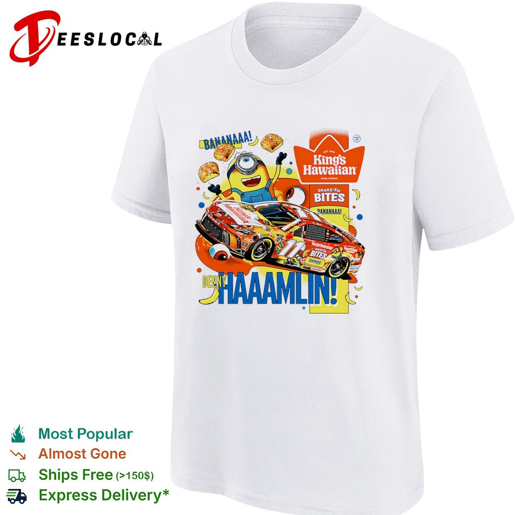 Denny Hamlin Joe Gibbs Racing NASCAR Minions King’s Hawaiian Shake’em Bites shirt