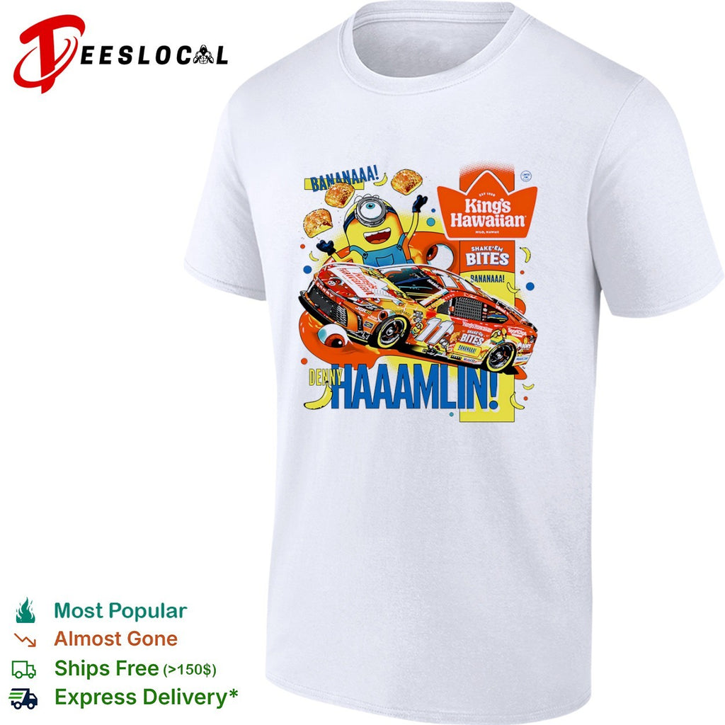 Denny Hamlin Joe Gibbs Racing NASCAR Minions King’s Hawaiian Shake’em Bites shirt
