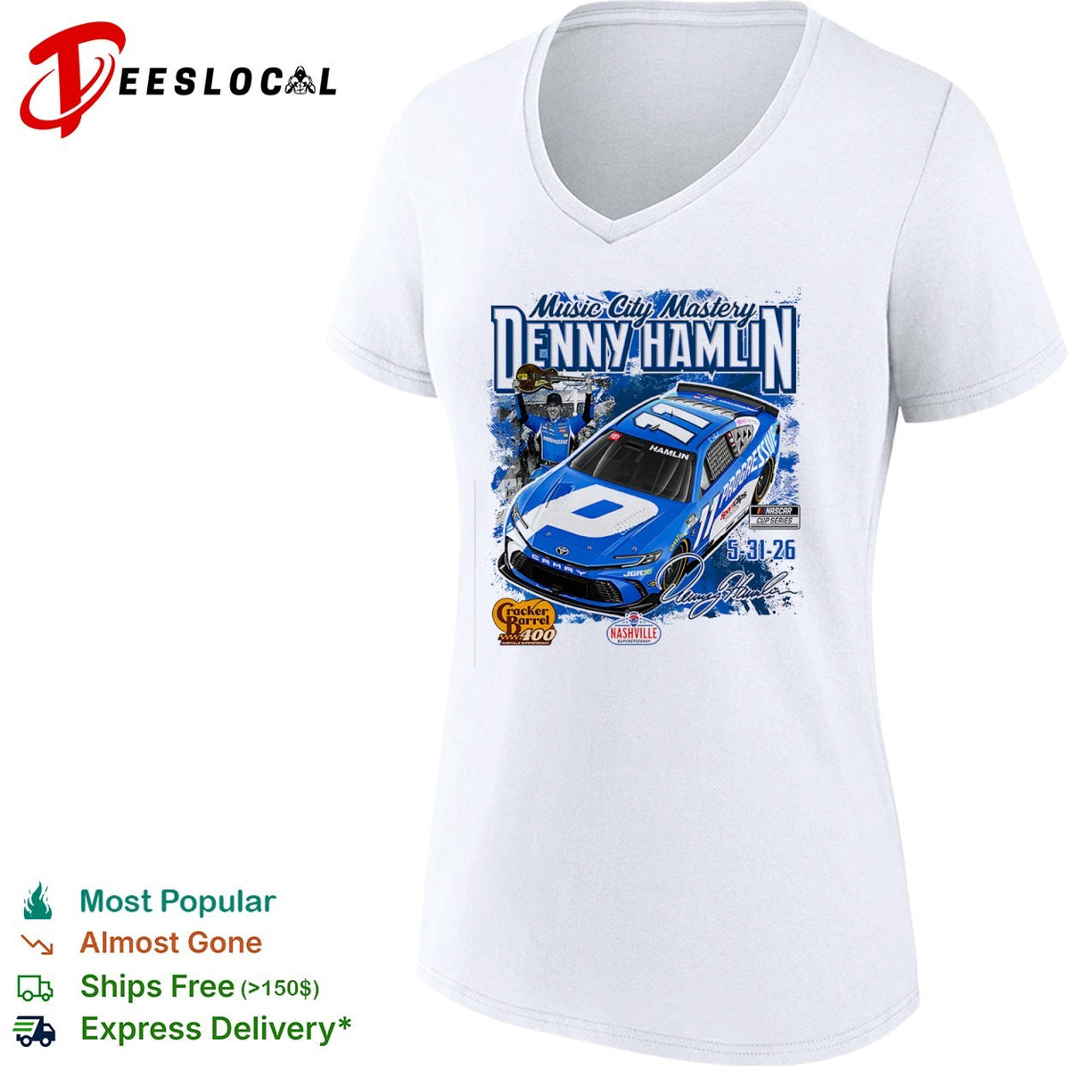 Denny Hamlin Joe Gibbs Racing Nashville Superspeedway Music City Mastery 2026 shirt