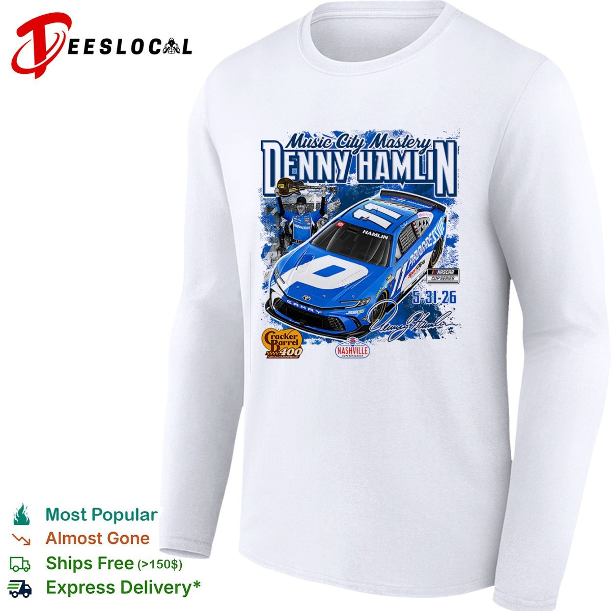 Denny Hamlin Joe Gibbs Racing Nashville Superspeedway Music City Mastery 2026 shirt