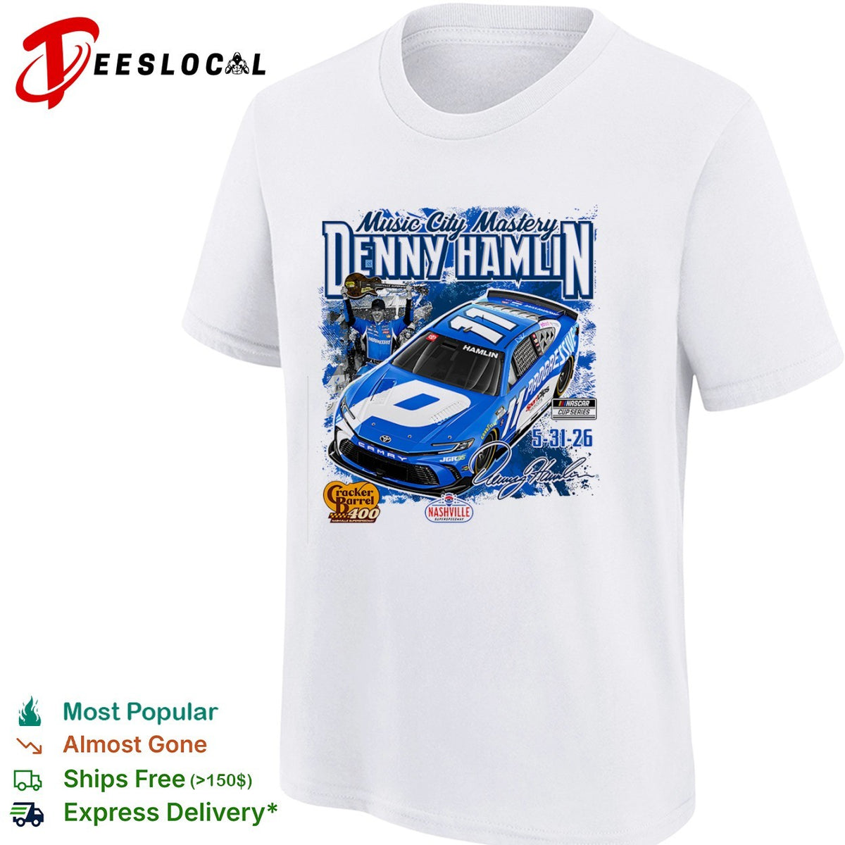 Denny Hamlin Joe Gibbs Racing Nashville Superspeedway Music City Mastery 2026 shirt