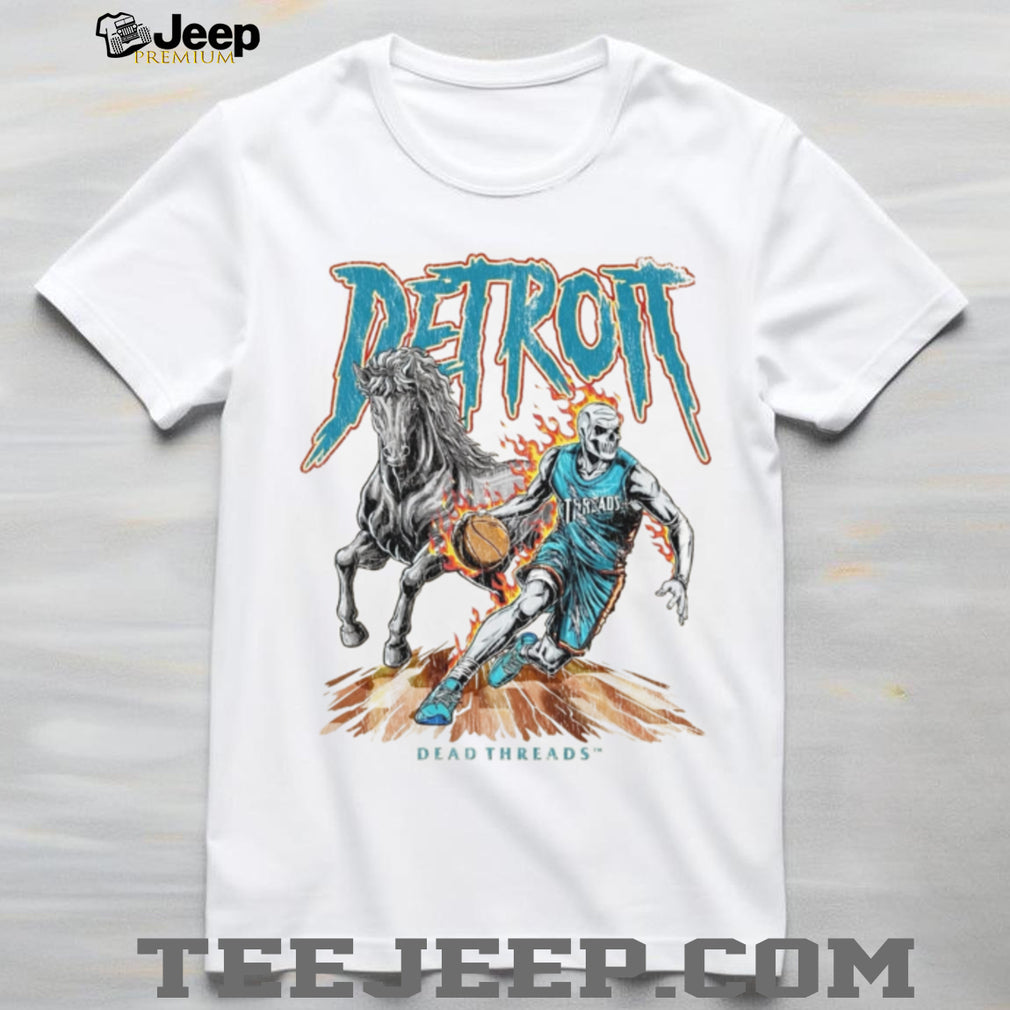 Detroit Dead Threads Basketball Skeleton Horse Vintage Graphic T Shirt
