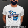 Detroit Football Mascot State Map Graphic T Shirt
