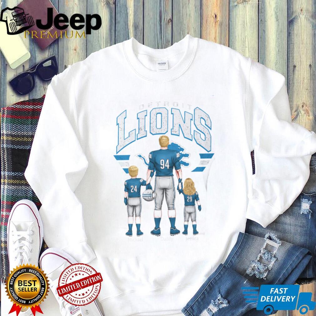 Detroit Lions Best Dad Ever Custom Name And Number Family T Shirt