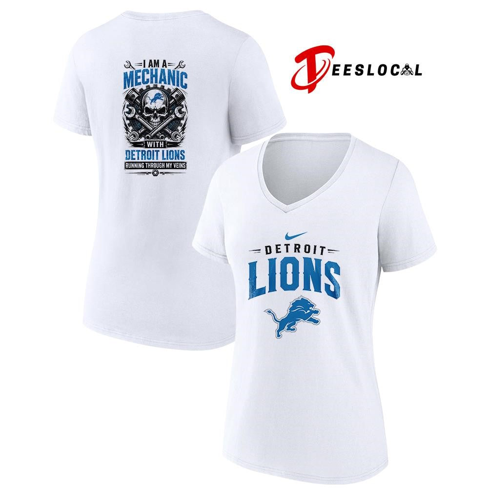 Detroit Lions I am a mechanic running through my veins skeleton shirt