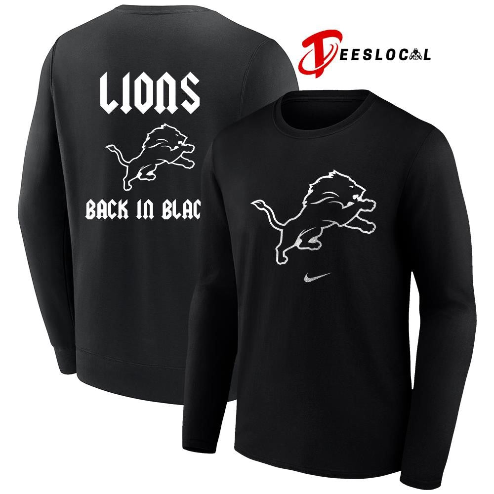 Detroit Lions back in black logo shirt