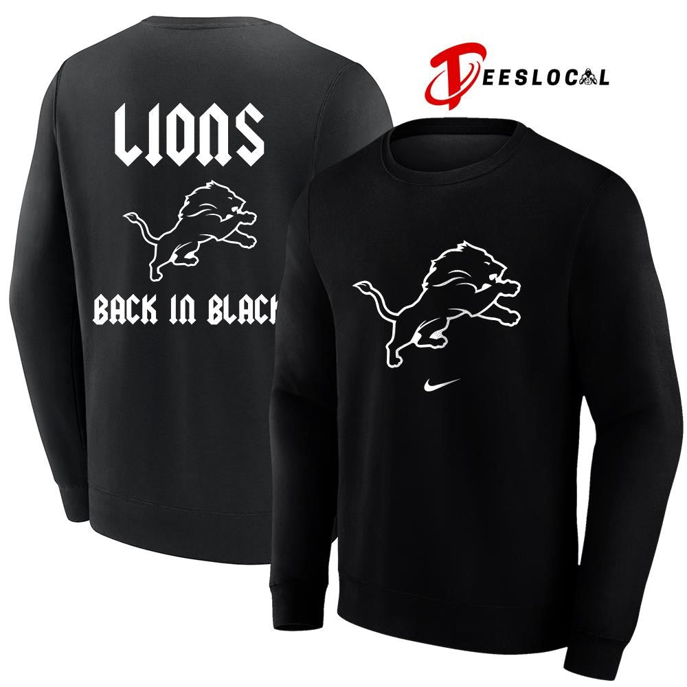 Detroit Lions back in black logo shirt