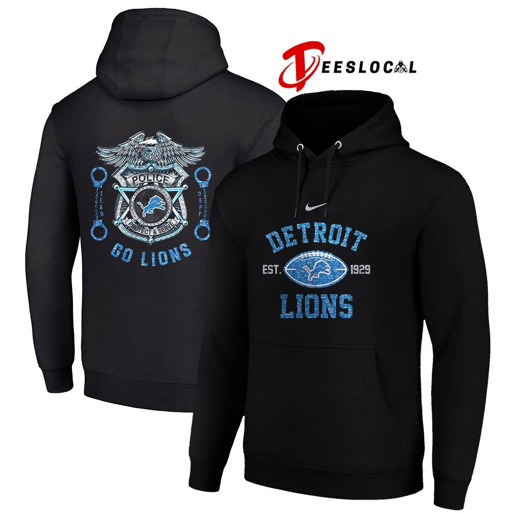 Detroit Lions law enforcement tribute protect and serve logo shirt