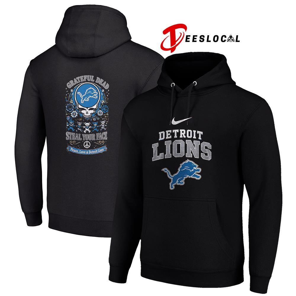 Detroit Lions x Grateful Dead steal your face peace love logo shirt