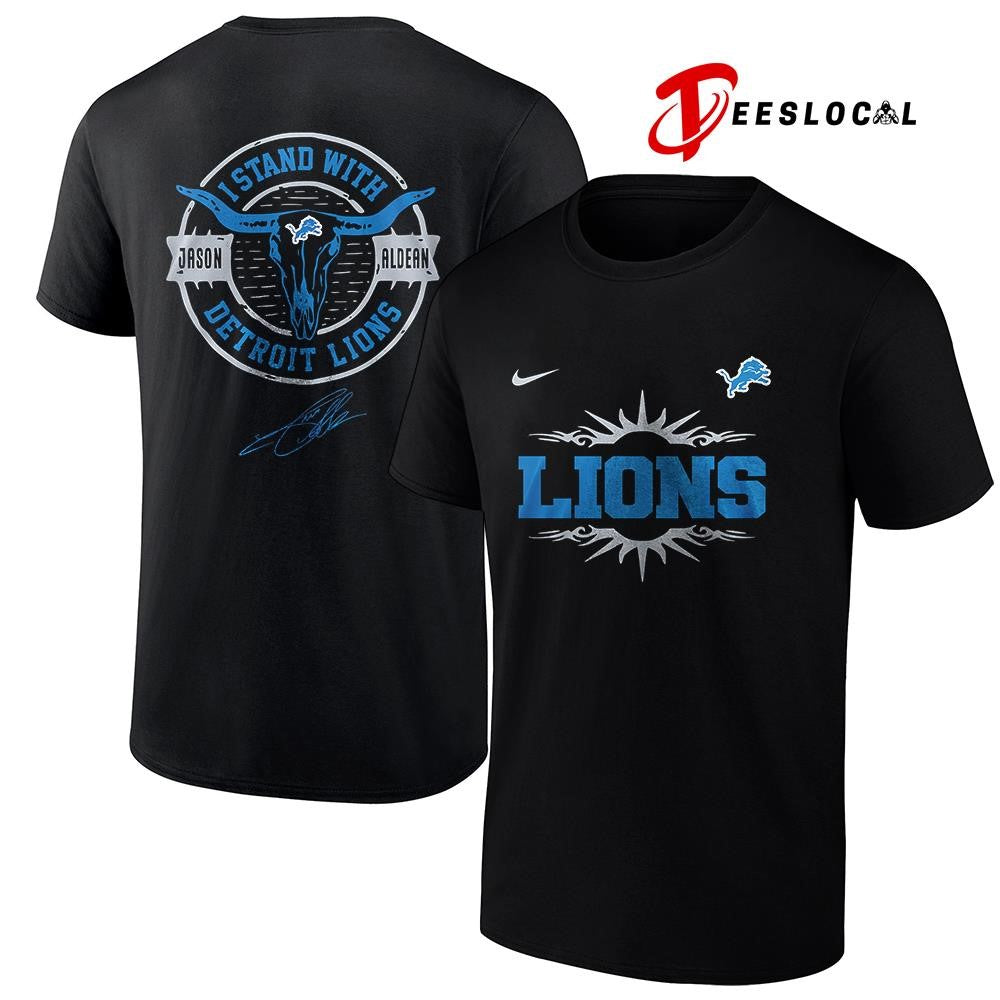Detroit Lions x Jason Aldean I stand signature logo shirt