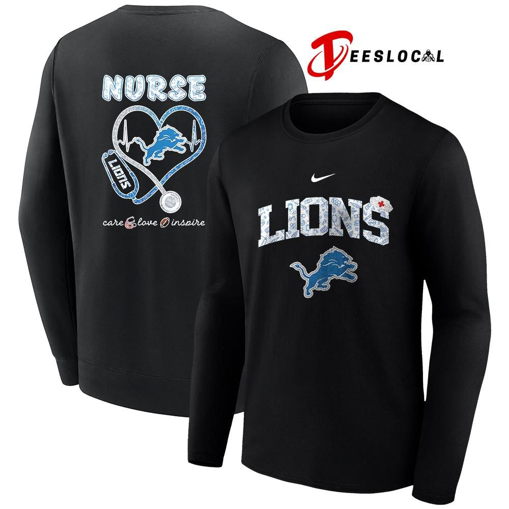 Detroit Lions x Nurse care love inspire logo shirt