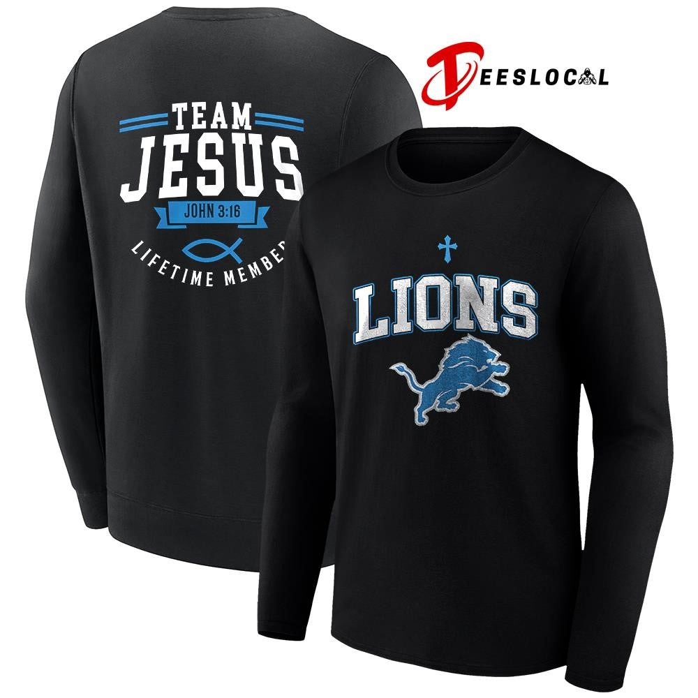 Detroit Lions x team Jesus lifetime member John 3 16 logo shirt