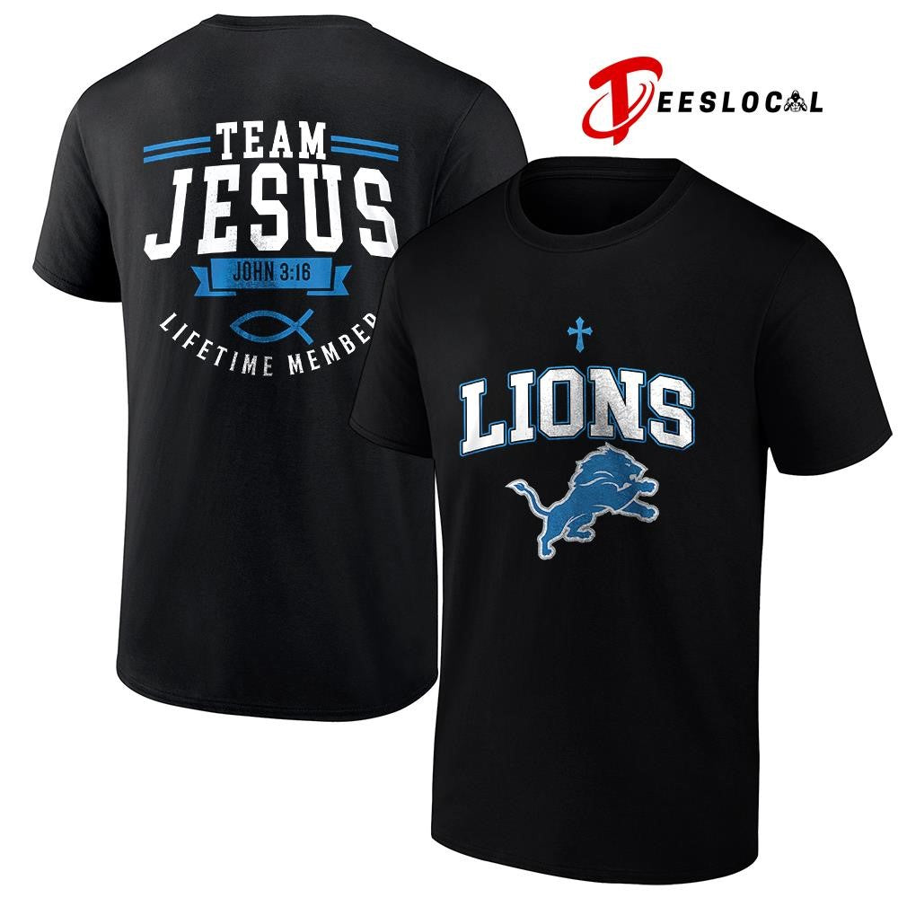 Detroit Lions x team Jesus lifetime member John 3 16 logo shirt