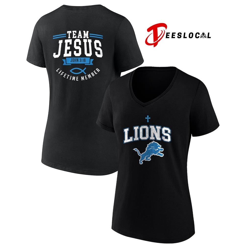 Detroit Lions x team Jesus lifetime member John 3 16 logo shirt