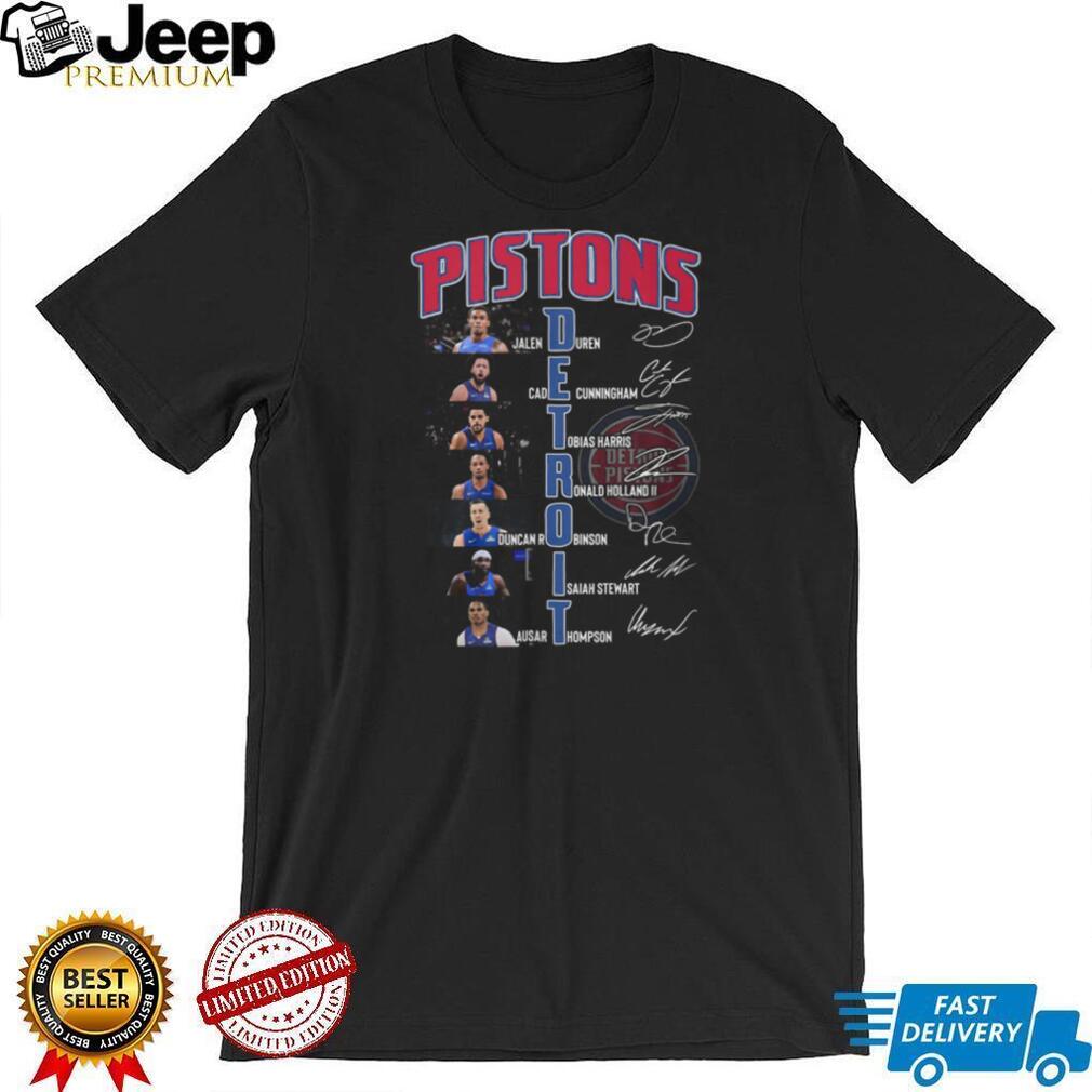 Detroit Pistons NBA Basketball Team Duren Cunningham Harris Robinson Players Signatures T Shirt