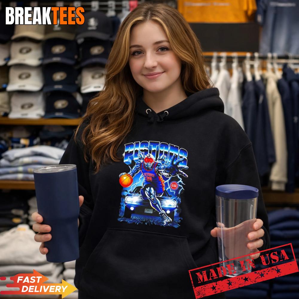 Detroit Pistons NBA Horsepower Robot T-Shirt
