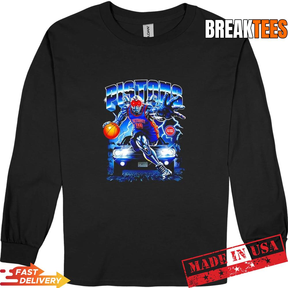 Detroit Pistons NBA Horsepower Robot T-Shirt