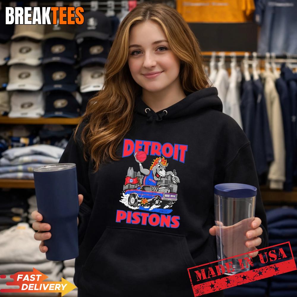 Detroit Pistons NBA cartoon Hooper Driving Car T-Shirt