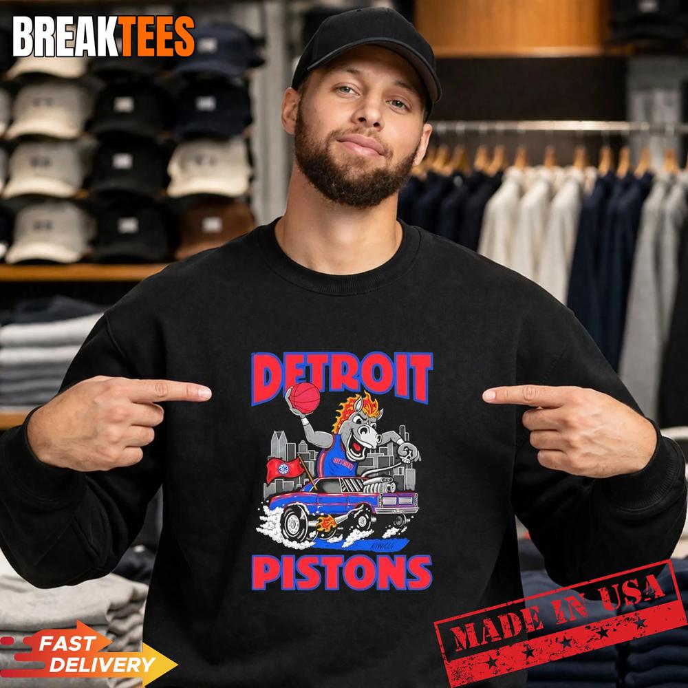 Detroit Pistons NBA cartoon Hooper Driving Car T-Shirt