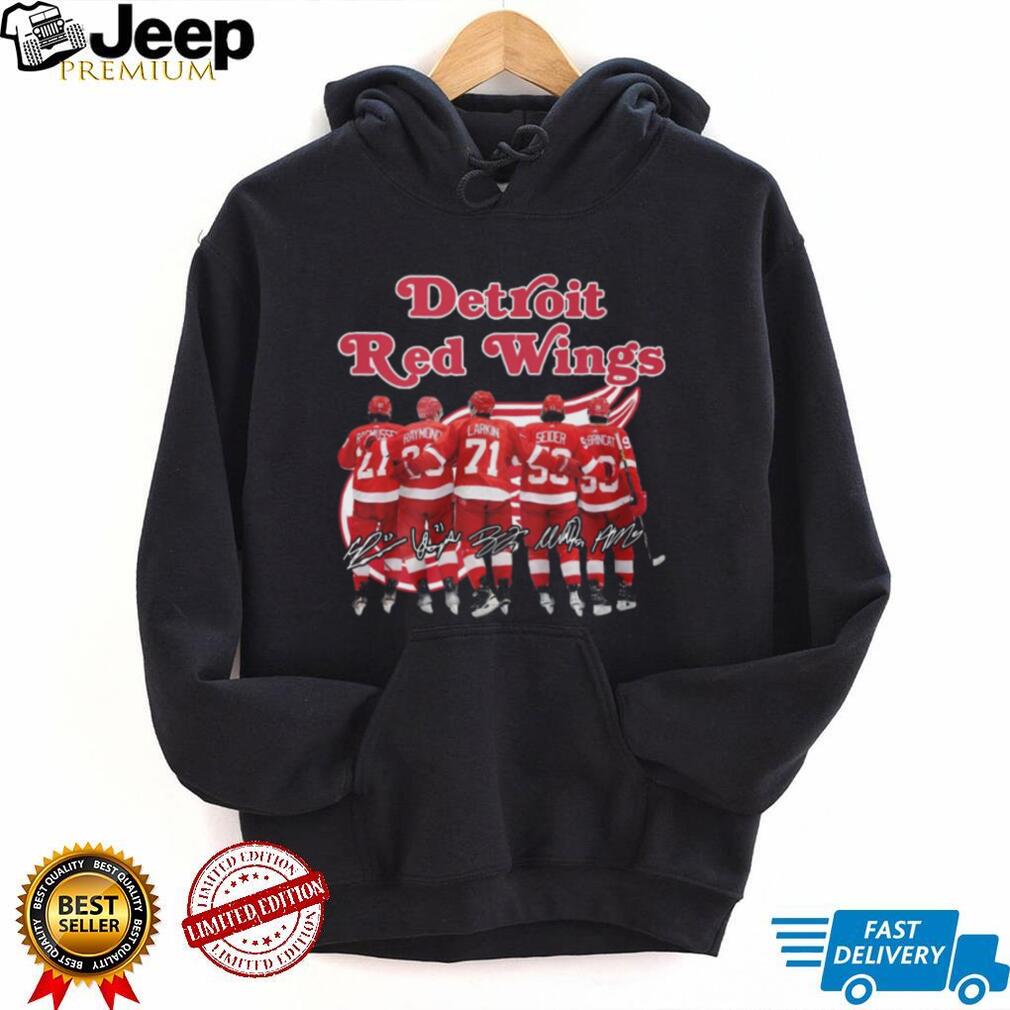 Detroit Red Wings Hockey Players Back View Names And Numbers Signature T Shirt