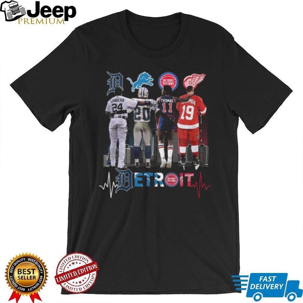 Detroit Sports Legends City Skyline T Shirt Cabrera Sanders Thomas Yzerman