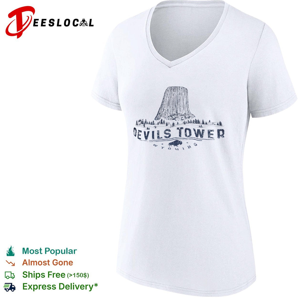 Devils Tower Wyoming National Monument Bison Nature Outdoors Landscape shirt