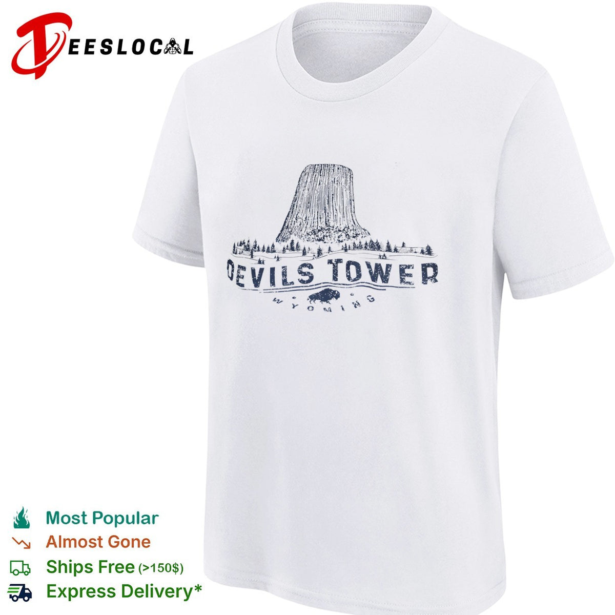 Devils Tower Wyoming National Monument Bison Nature Outdoors Landscape shirt