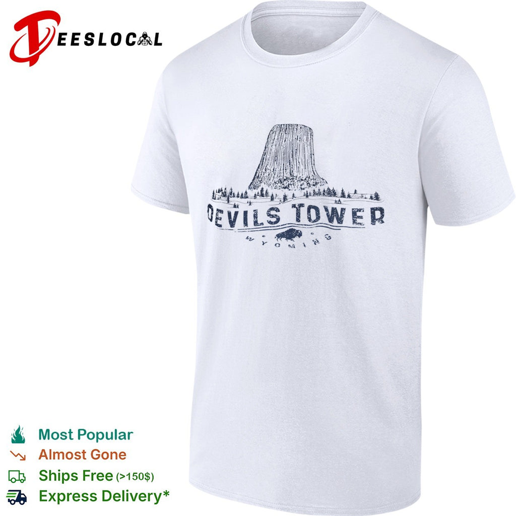 Devils Tower Wyoming National Monument Bison Nature Outdoors Landscape shirt