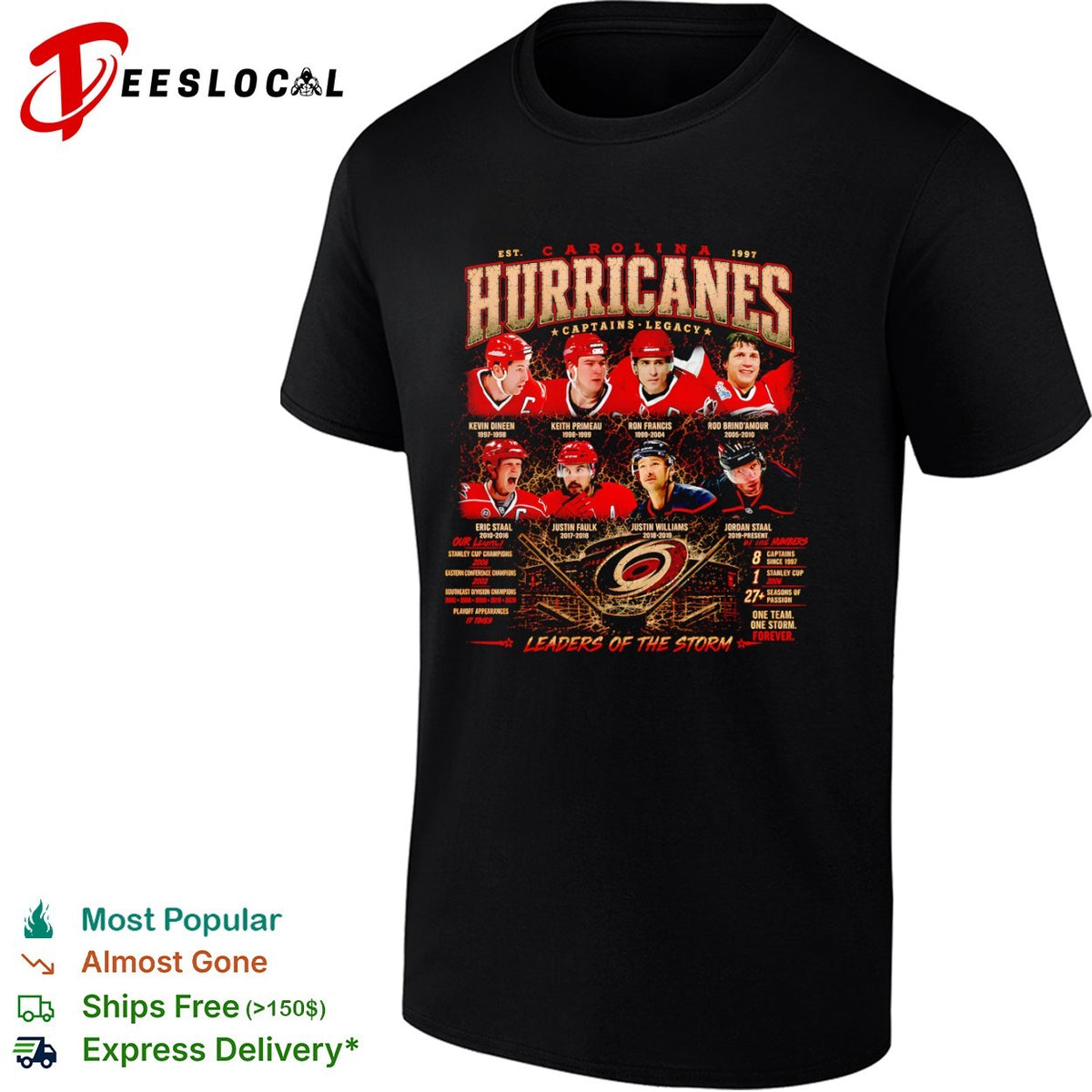 Dineen Primeau Francis Brind Amour Staal Faulk Williams Carolina Hurricanes Captains shirt