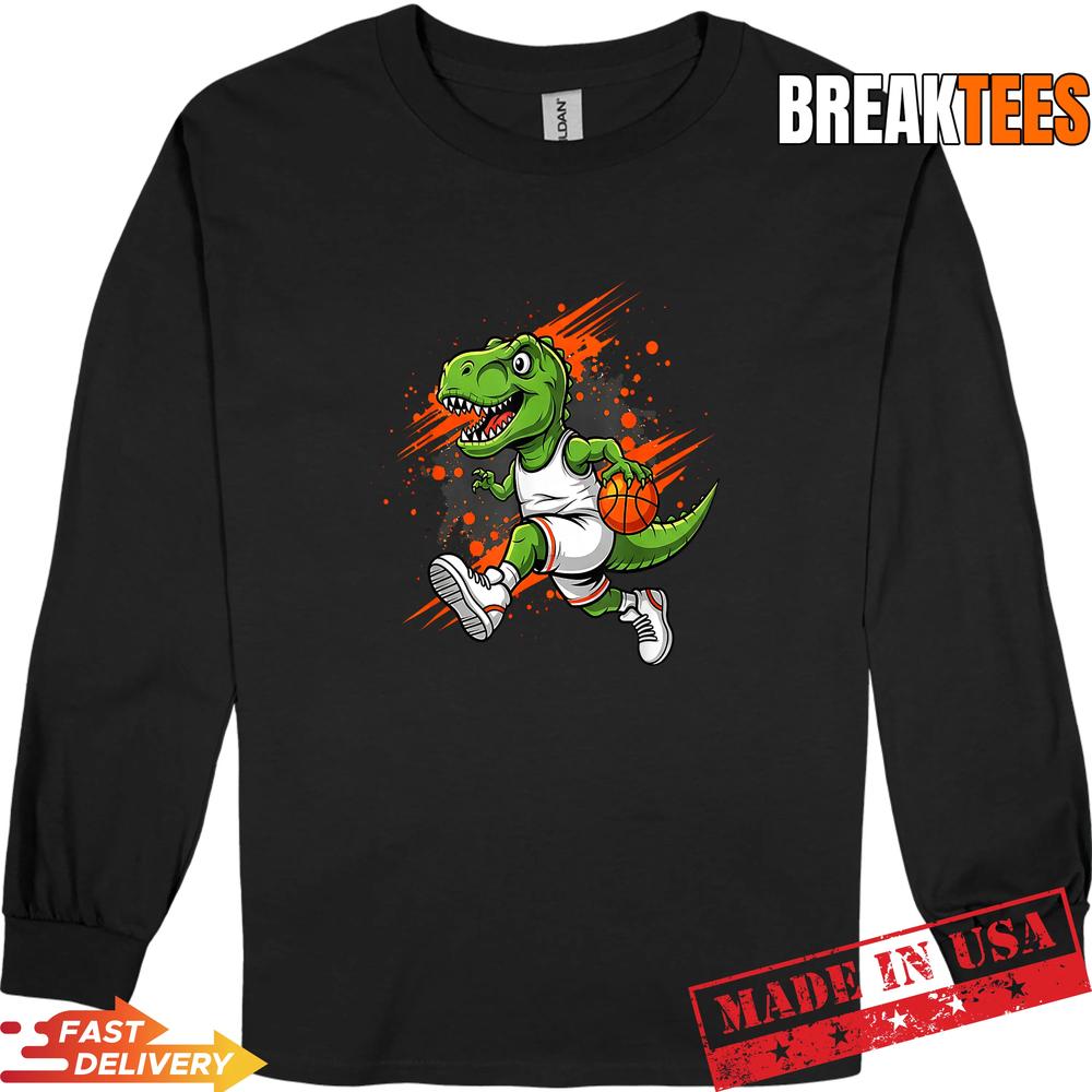 Dinosaur Playing Basketball Funny Animals Lover Shirt