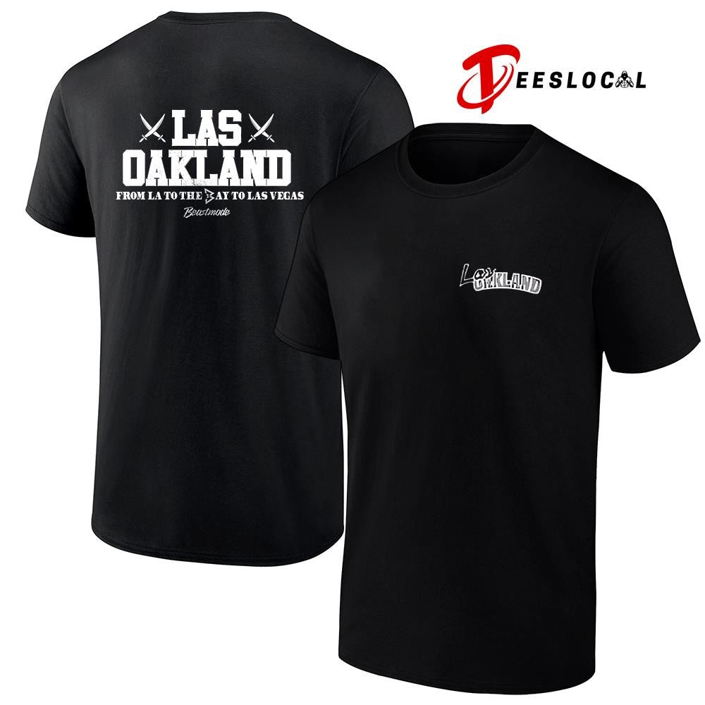 Do2muchent x Las Oakland from LA to the Bay to Las Vegas Beastmode graphic shirt