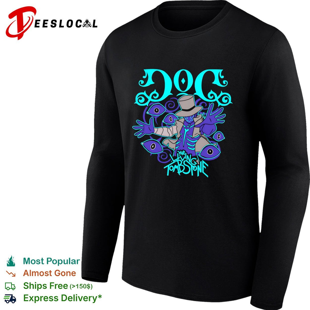 Doc The Living Tombstone skeleton hat eyes mystical occult symbol shirt