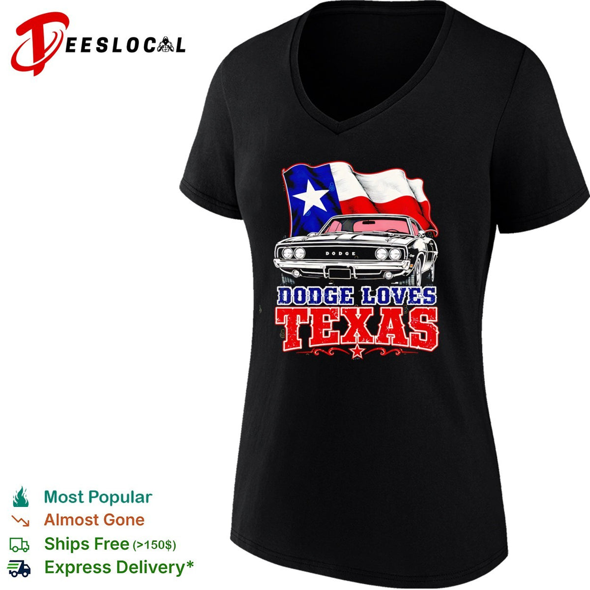 Dodge Loves Texas 1969 Charger Muscle Car Lone Star State Americana shirt