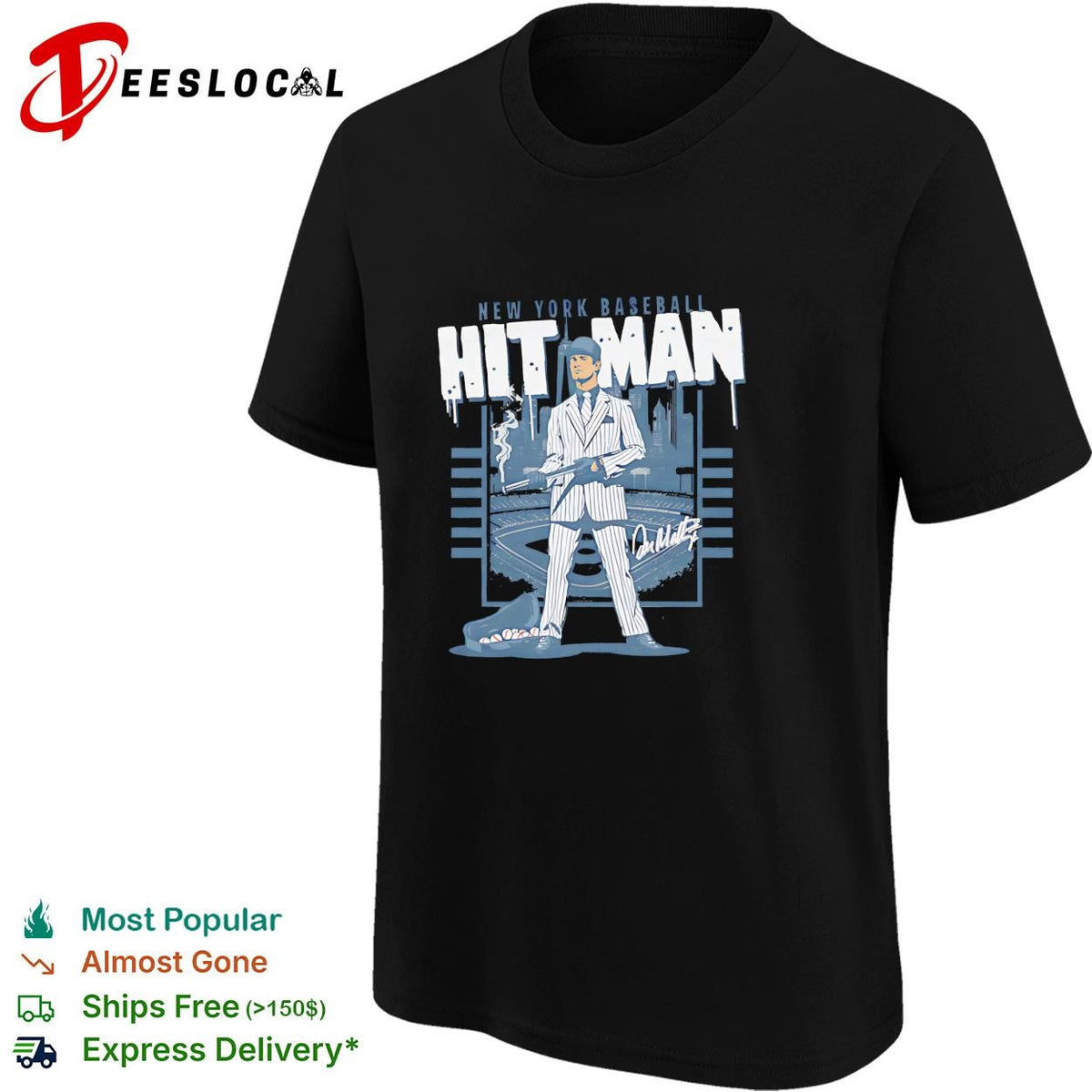 Don Mattingly New York Yankees hitman caricature graphic shirt