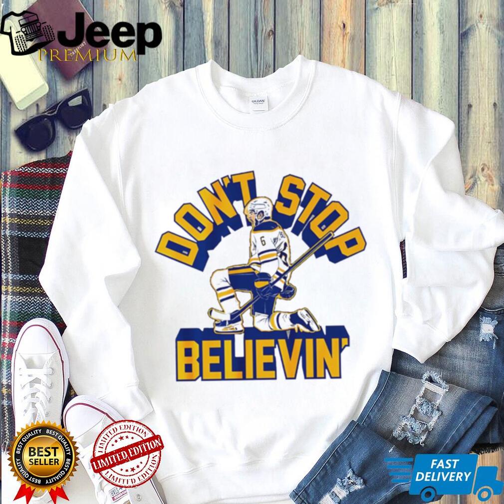 Don T Stop Believin Ice Hockey Player White Graphic Sports T Shirt