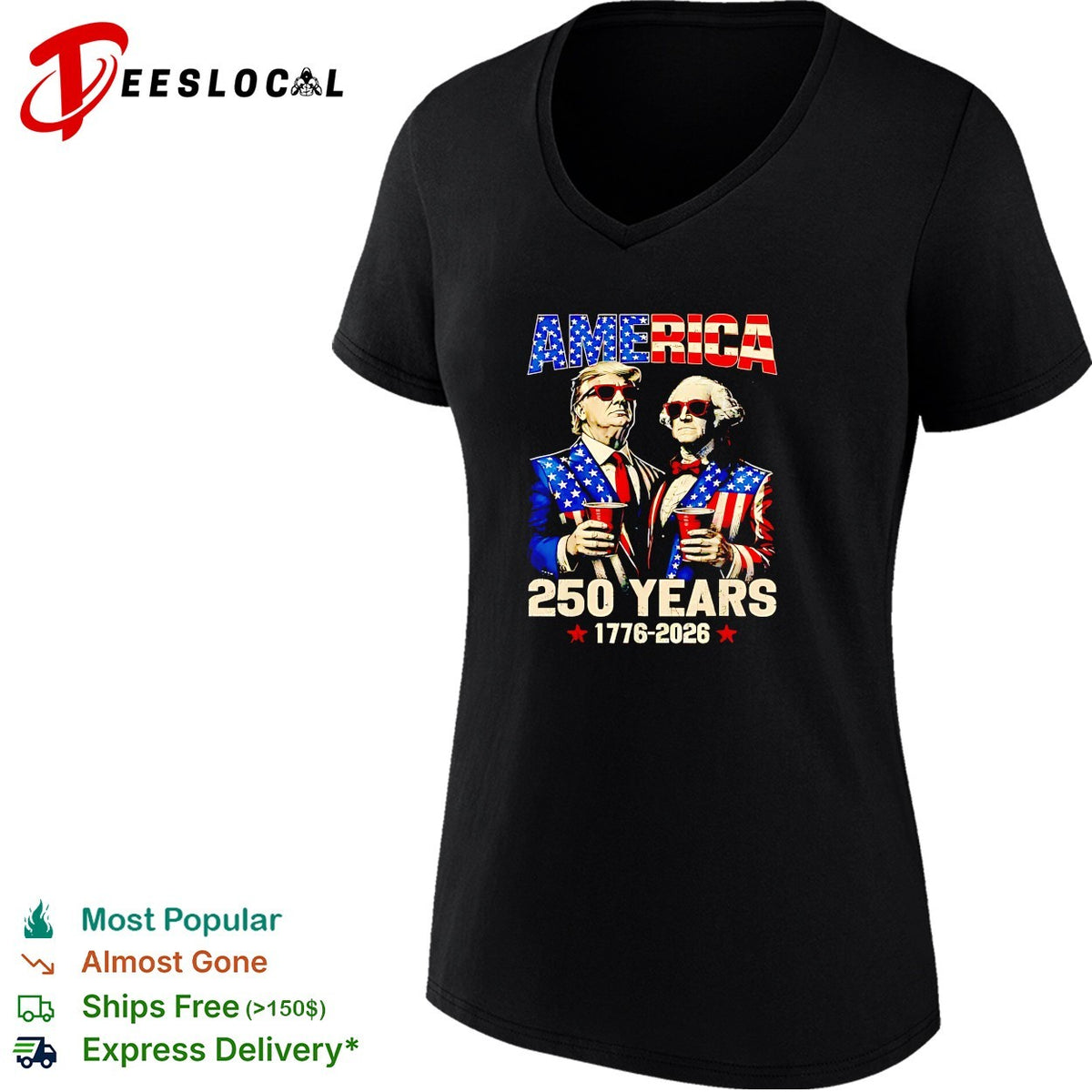 Donald Trump and George Washington America 250 Years 1776 2026 Patriotic Party shirt