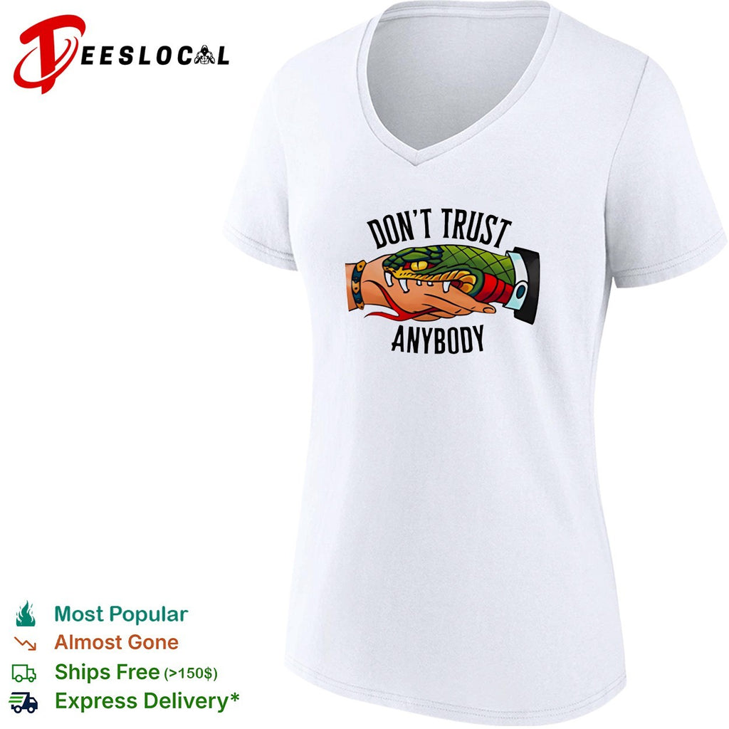 Don’t trust anybody snake biting hand traditional tattoo style illustration graphic shirt