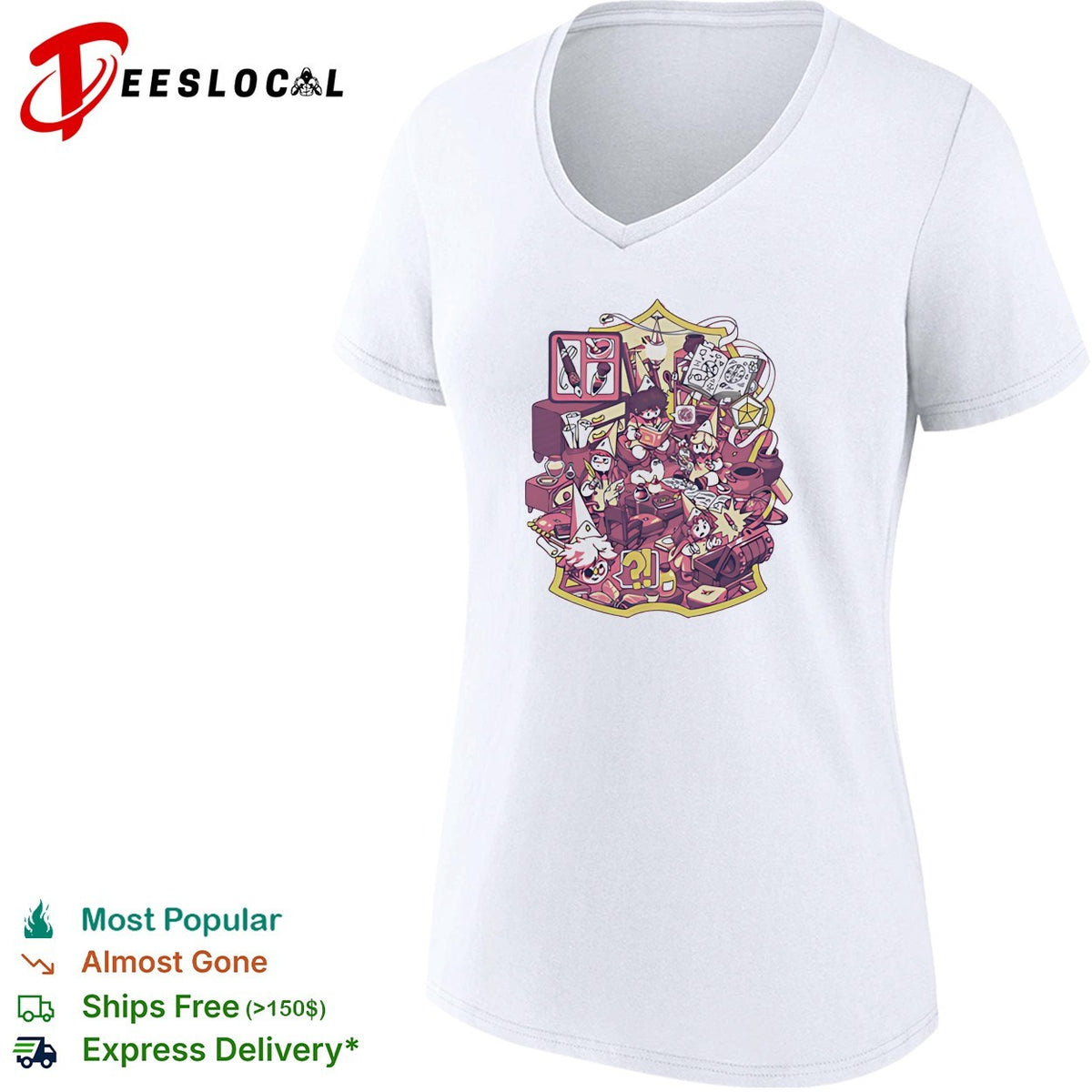 Dungeons and Dragons cozy room chaos tabletop RPG scene illustrated art shirt
